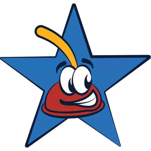 Plumb Star Plumbing large simple icon of blue star with cartoon plunger.