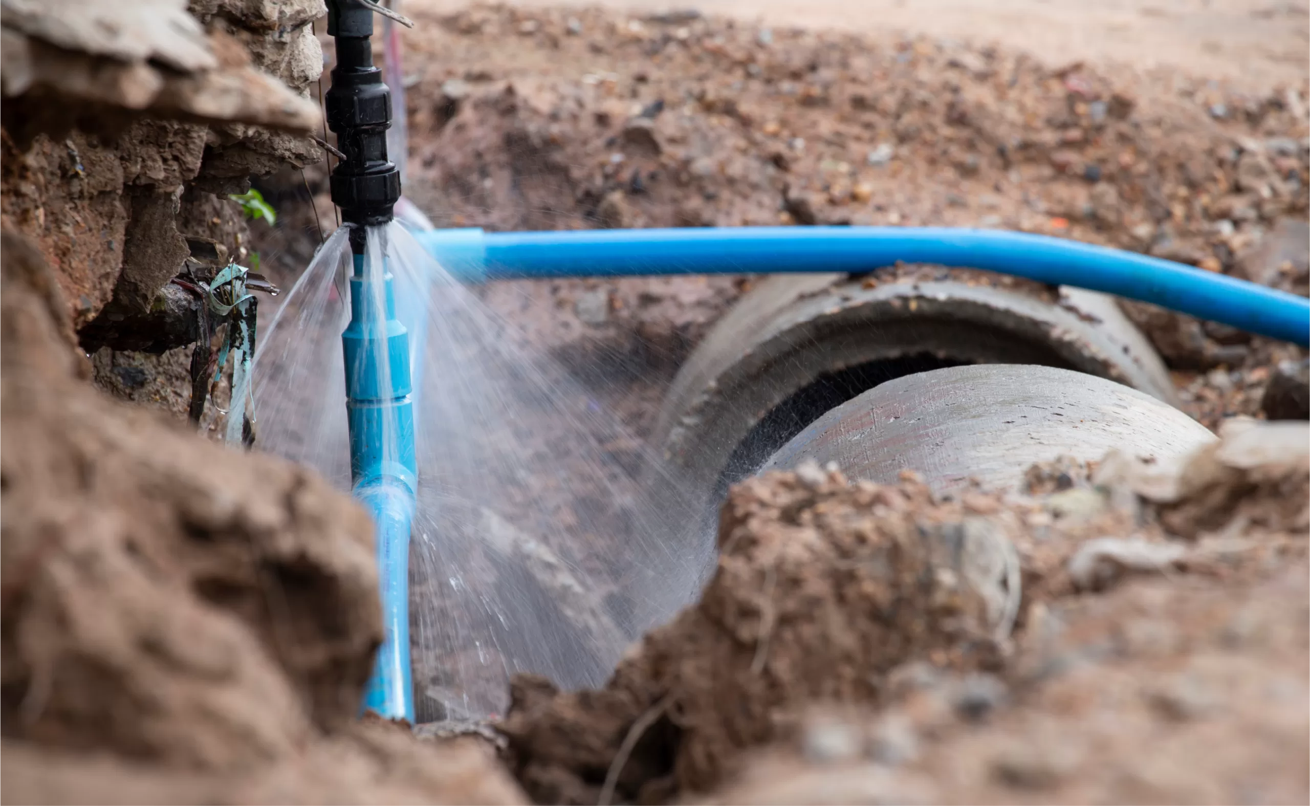 In ground water main and pipe leak.